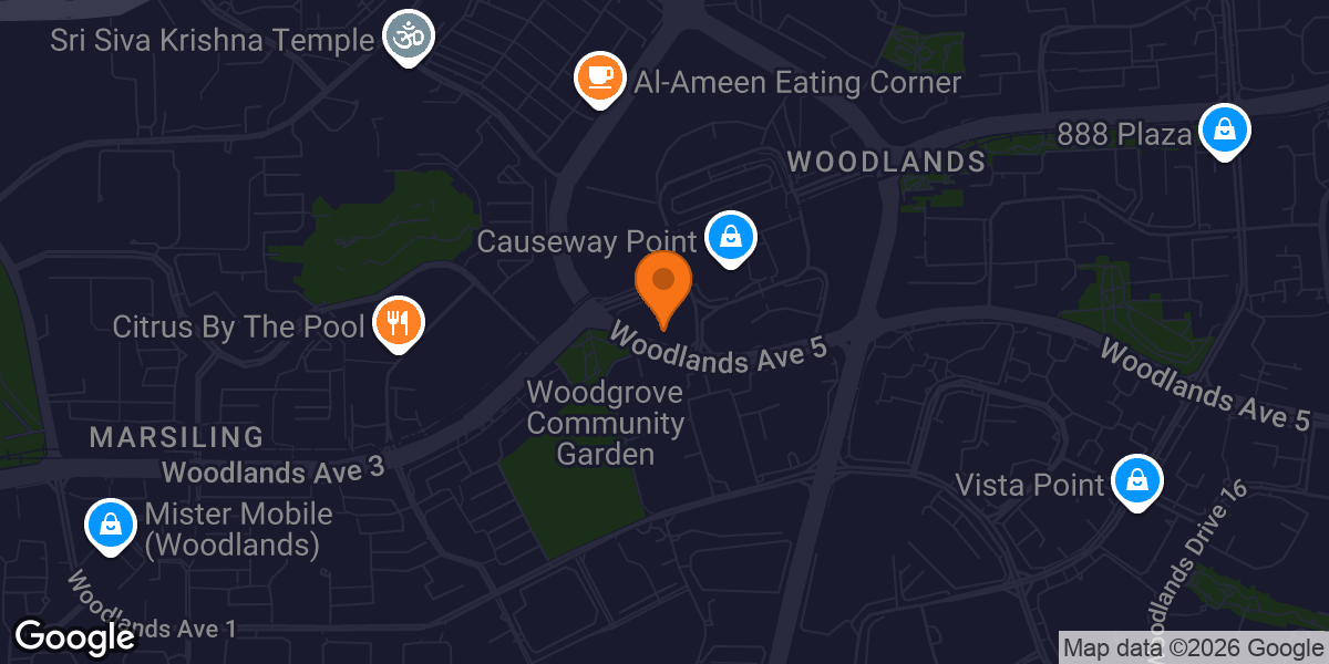 Map showing Club Pilates Woodlands