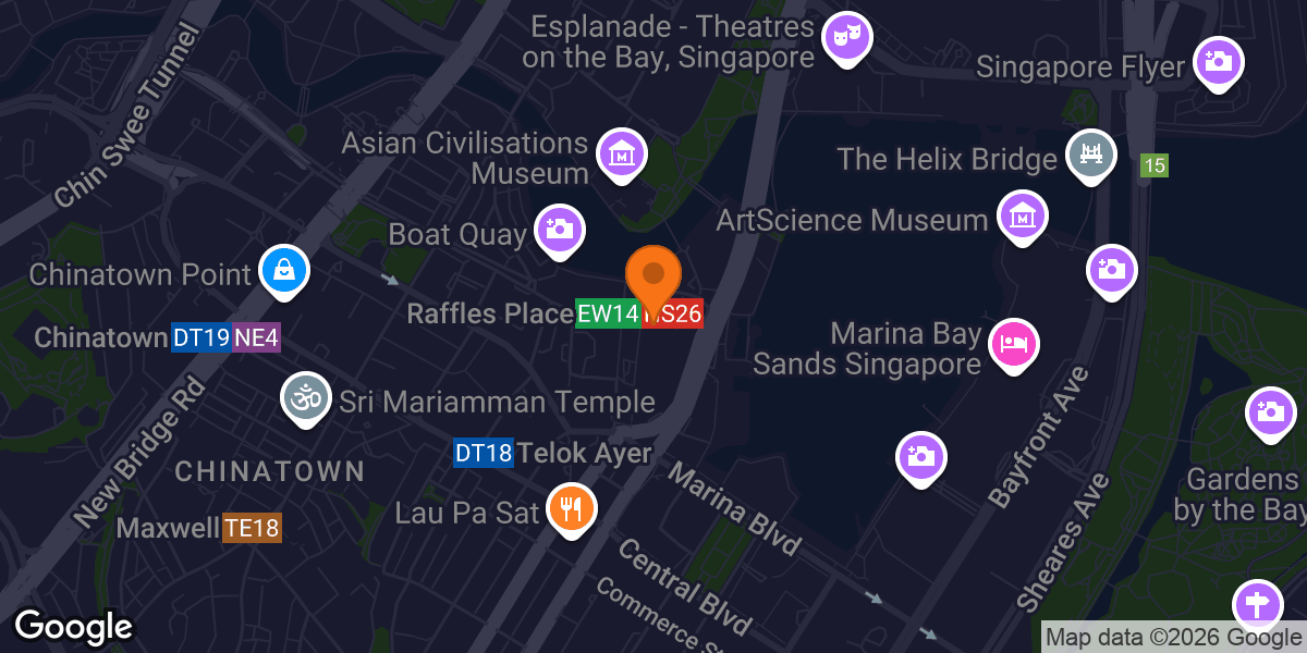 Map showing Platinum Fitness Raffles Place