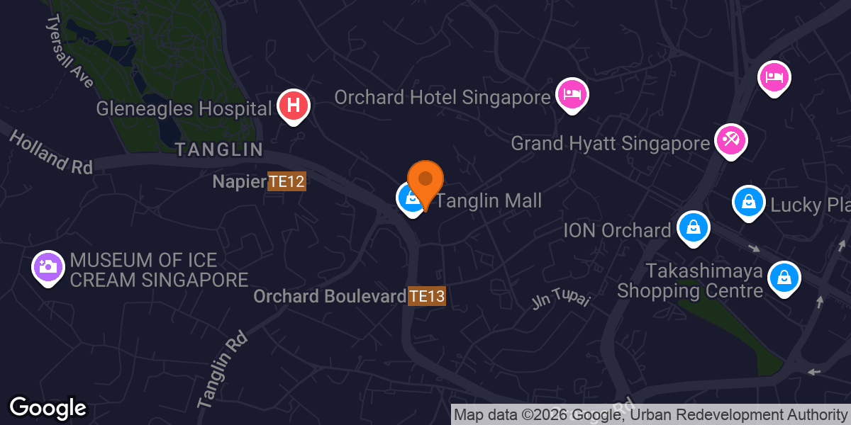 Map showing VAURA Pilates - Tanglin
