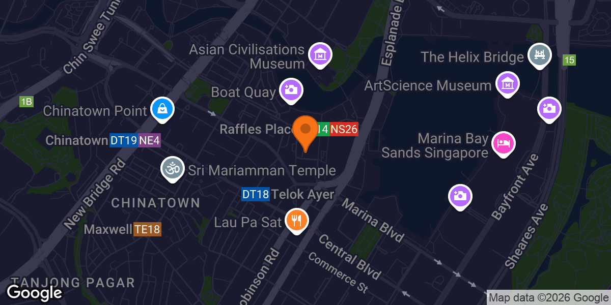 Map showing Zhongtian Fitness Studio @Raffles Place